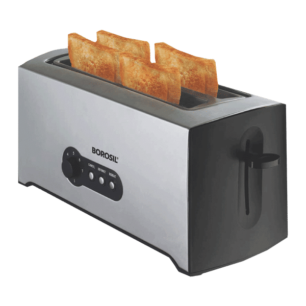 Buy BOROSIL Krispy 1500W 4 Slice PopUp Toaster with Temperature Control (Silver) Online Croma